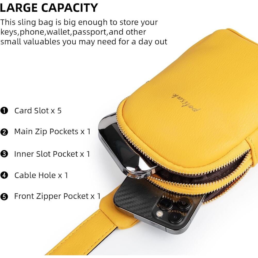 Bundle of 3 Small Crossbody Sling Bag Fanny Packs Purses Chest Bag Women Yellow - Picture 4 of 5
